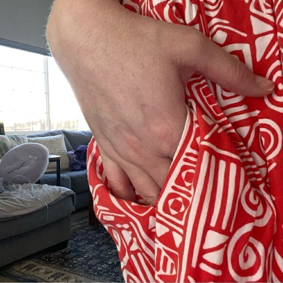 Womens Printed Scoop Neck Sleeveless Spaghetti Strap Midi Maxi Dress Orange Sz M - Picture 2 of 10